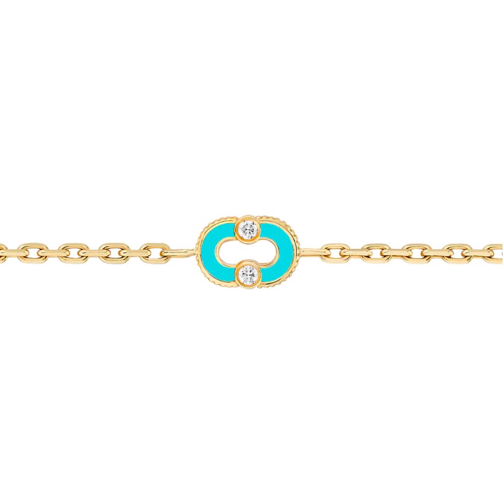 Viltier 18k Yellow Gold Turquoise & Mother of Pearl Reversible Bracelet